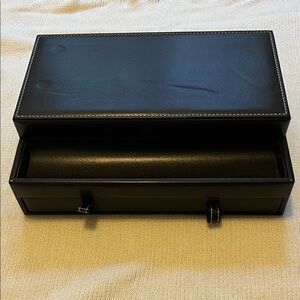 Elegant Black Faux Leather Men's Jewelry Box